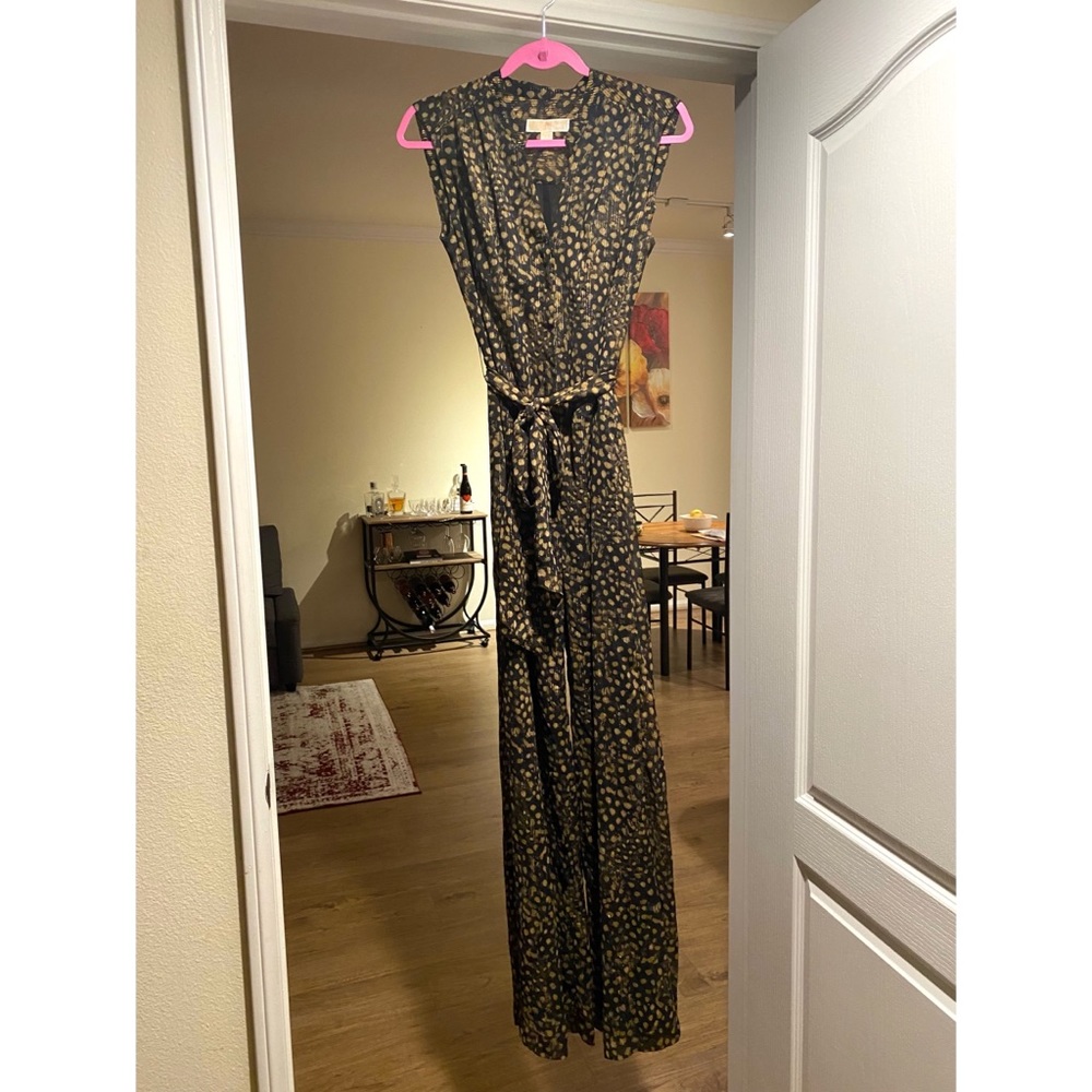 Michael Kors Black and Gold Tie Jumpsuit